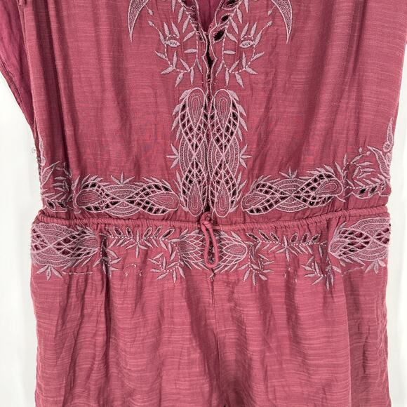 Free People Weila Romper Shorts Dainty Embroidered Filigree Tie Wasit NEW Small - Picture 8 of 11